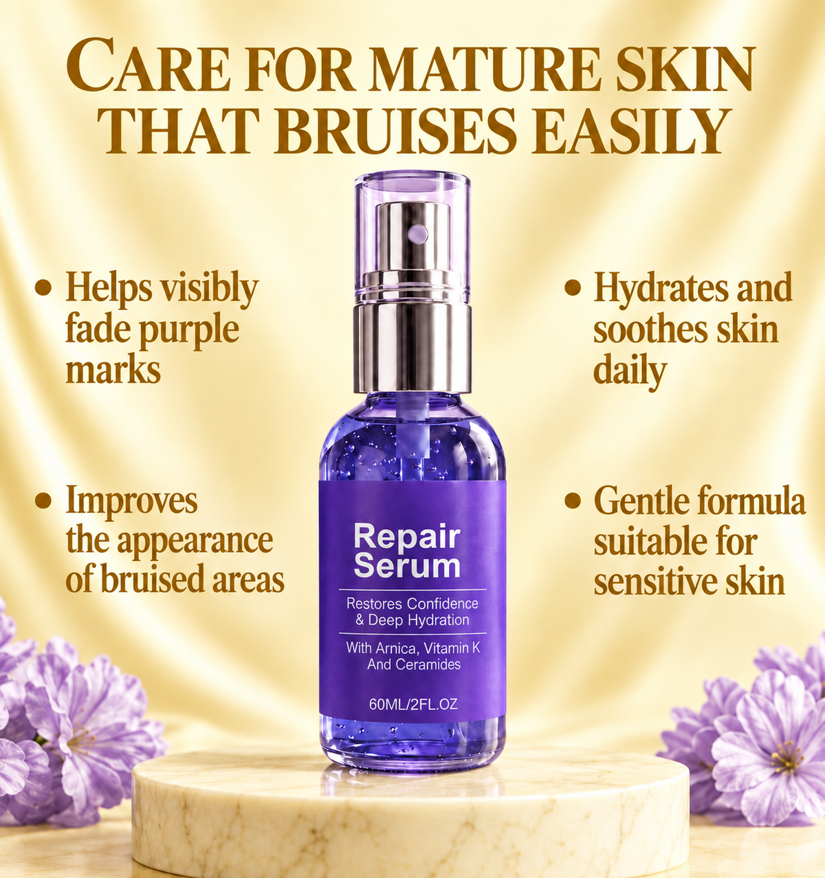 Novaro - Bruise Reduction Derma Restore Serum With Arnica, Vitamin K & Ceramides