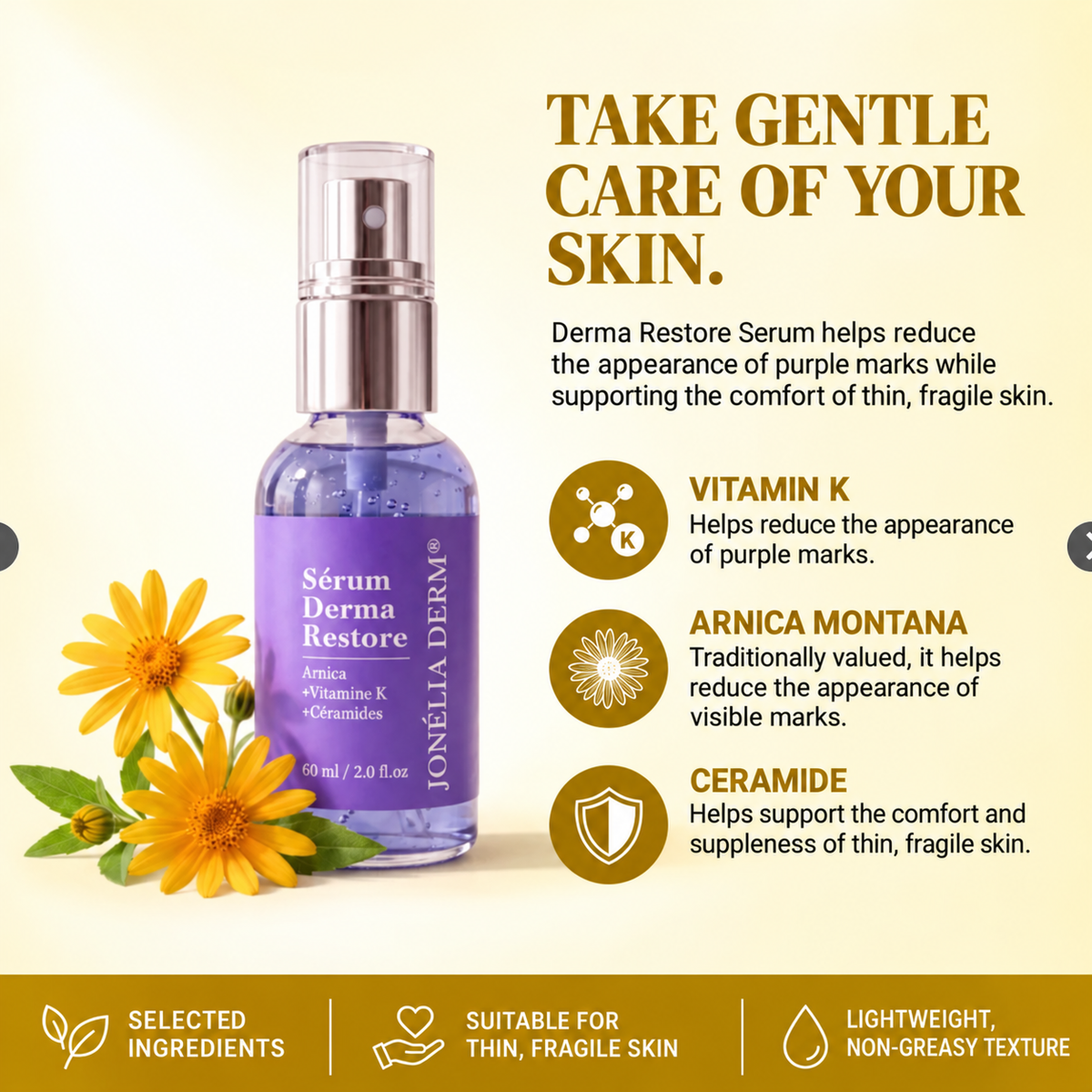 Novaro - Bruise Reduction Derma Restore Serum With Arnica, Vitamin K & Ceramides